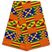 Topo Da Moda tecidos de cera africano impressão cera real em 100% algodão tecido kente gana design 6 jardas/lote melhor de qualidade para mulheres