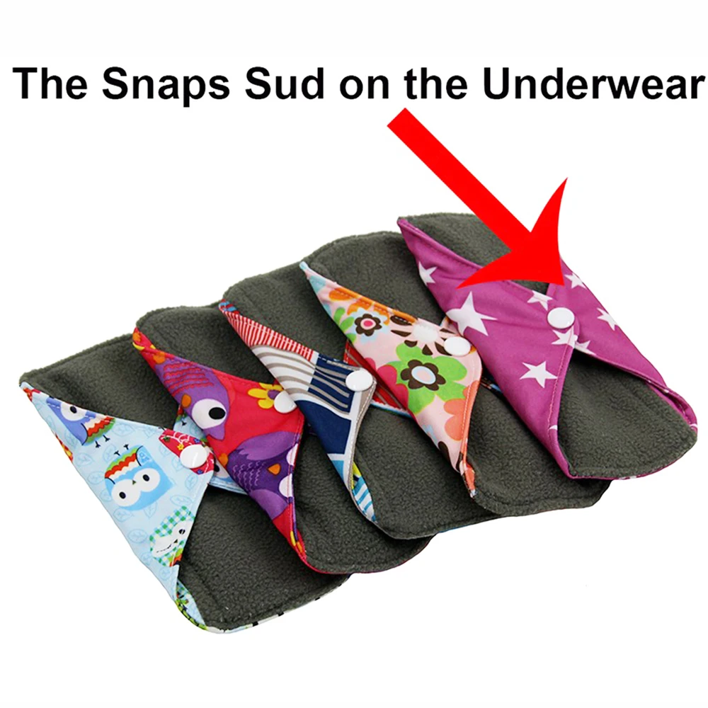 VEJYO 10PCS 10" Regular Flow Bamboo Charcoal Washable Reusable Menstrual Sanitary Cloth Pads Napkin Soft Period Pads for Women 4