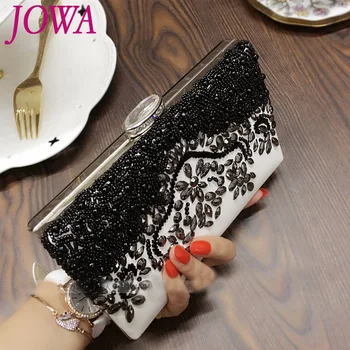 

2019 New Design Casual Clutches Women's Fashion Evening Bags Black Beads Handbags Wedding Party Hard Packages Night Chains Purse