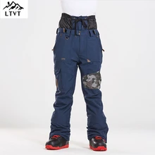 LTVT пара зимних лыжных штанов однобортные двойные штаны многоцветные стеганые теплые водонепроницаемые толстые новые мужские/женские лыжные штаны