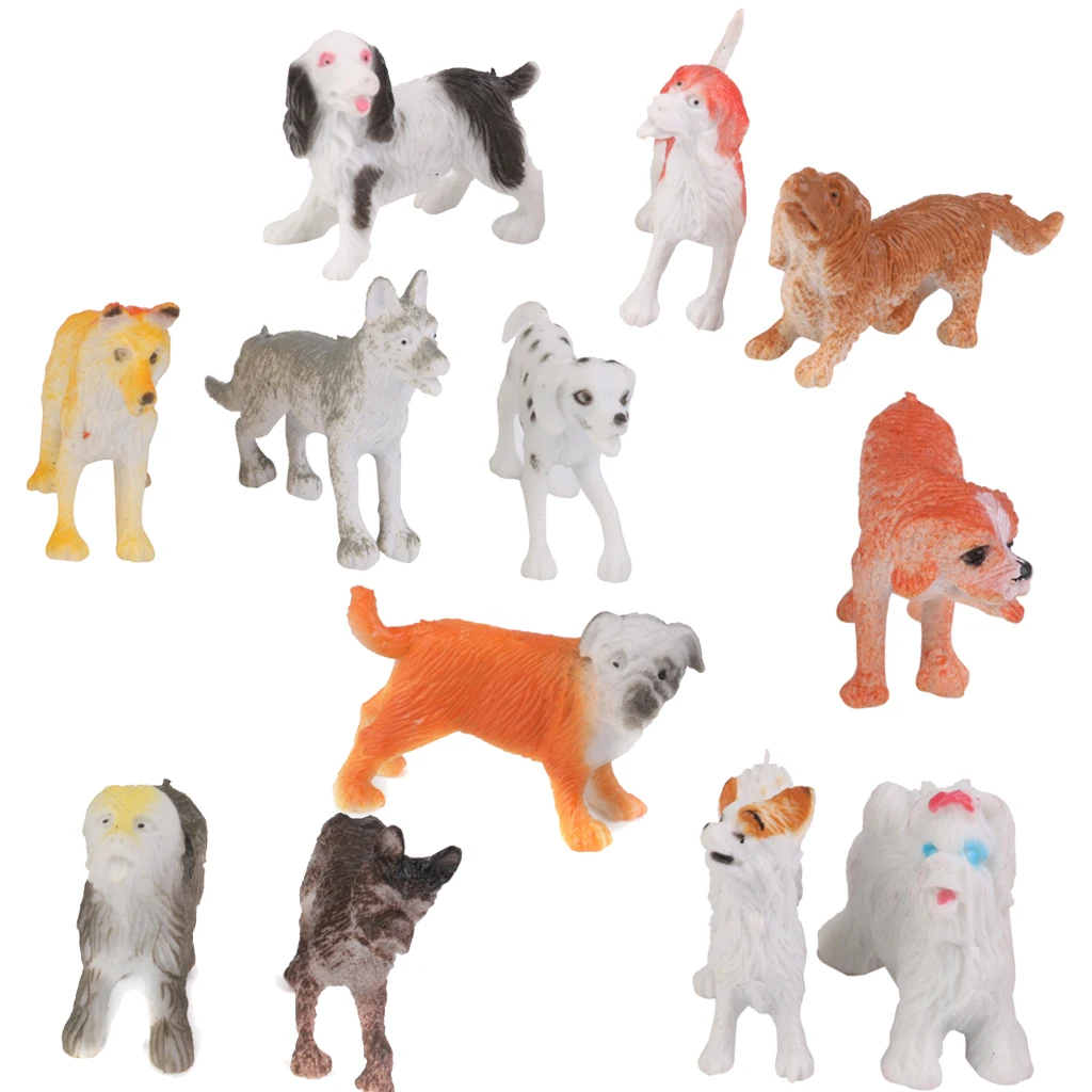 12Pcs/Pack Multi-Color Plastic Dog Pet Animal Model Toy for Kids Children Toddlers Gift Room Desk Table Decor