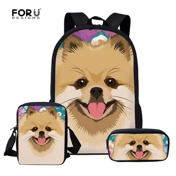 

FORUDESIGNS Pomeranians School Bag Sets Fashion School Backpack for Teenagers Girls Schoolbags Kid Backpacks mochila escolar
