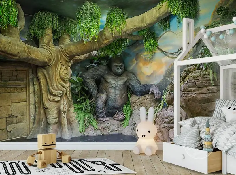 

Modern Painting 3D Photo Wall Mural gorilla tree Wallpaper For Walls 3d Wallpaper Living room Bedroom