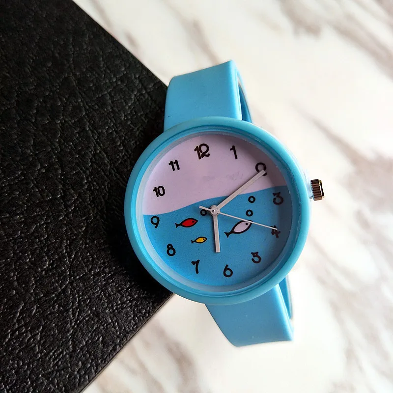 2019New arrival Cute Fish Silicone Watch Women Ladies Fashion Casual Dress Quartz WristWatch Relogio Feminino 1