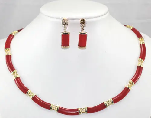 

shipping Noblest ! Red Ruby Necklace Earrings Set
