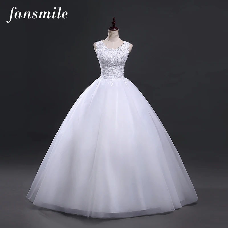 Fansmile корейский стиль винтажные кружевные свадебные платья подгонянного размера плюс Robe de Mariage принцесса свадебные бальные платья FSM-056F