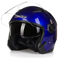 Double lens open face motorcycle helmet