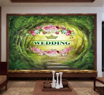 

custom 3d photo wallpaper mural living room sofa TV background green tree forest wedding painting picture wallpaper for wall 3d