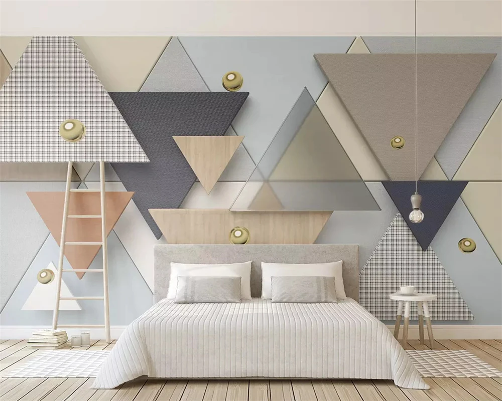 

beibehang papier peint 2019 new geometric triangle plaid fabric stitching background papel de parede 3d wallpaper papier peint
