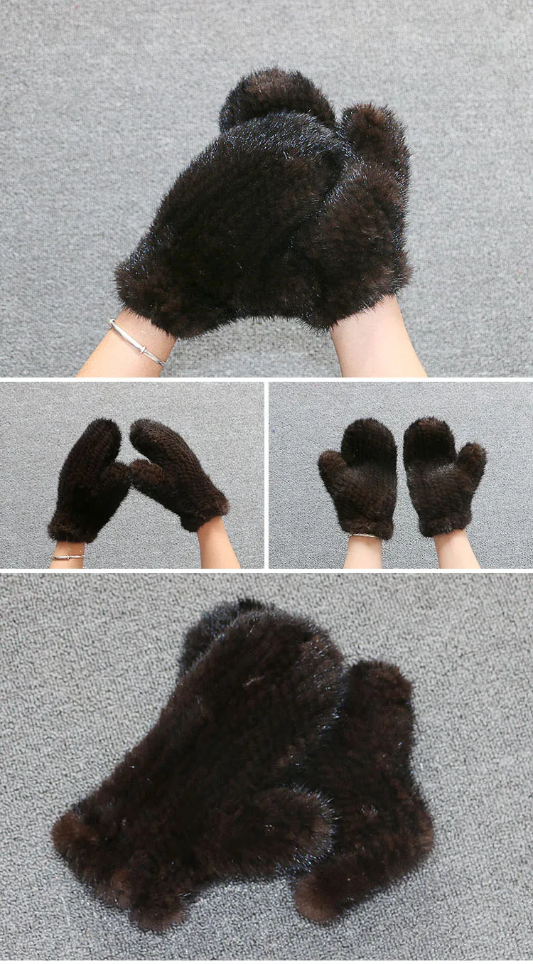 Новые женские норковые перчатки теплые норковые вязаные перчатки и варежки модные милые эластичные перчатки