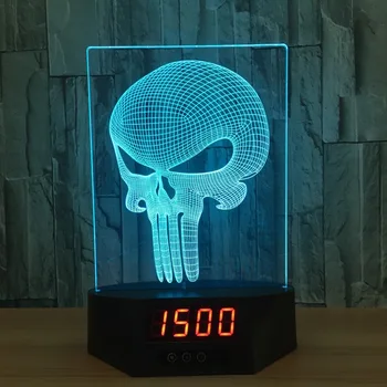 

The skeleton Acrylic 3D Calendar Night light LED 7 Colour Remote Touch Switch Desk Lamp Punishment mask Lamp Creative gift
