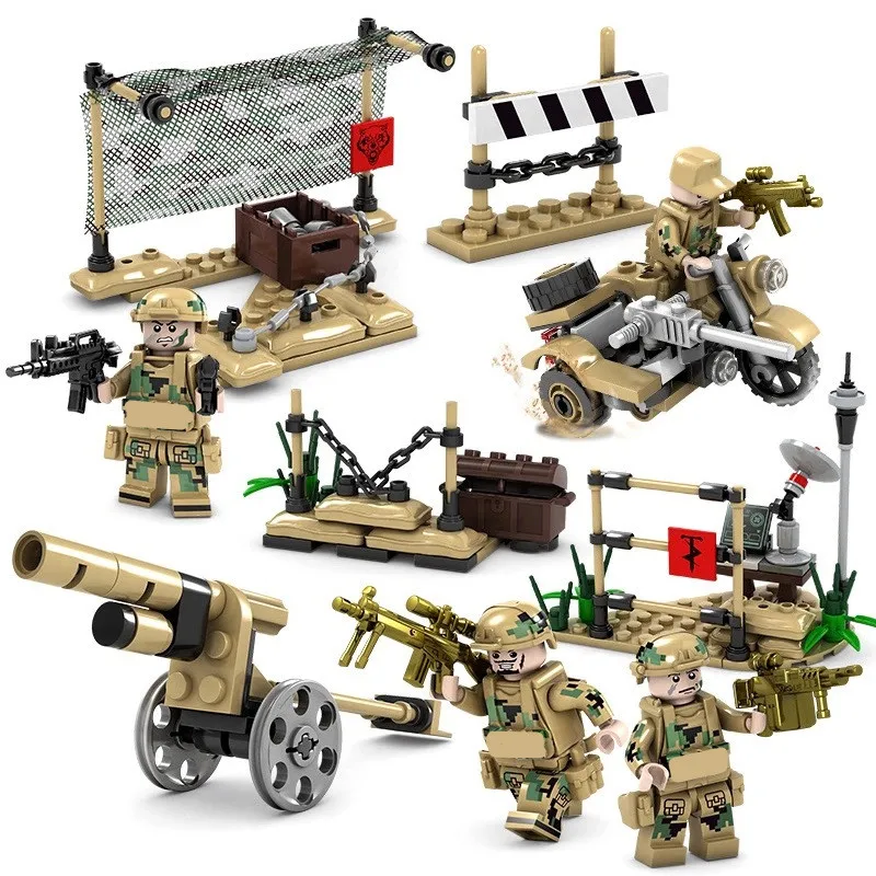 

4 in 1 Special Forces MILITARY World War 2 SWAT Army Weapon Soldiers DIY Building Blocks figures Toys for Boys Children set