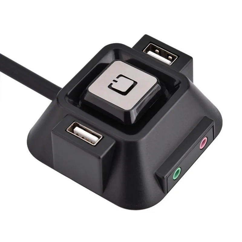 

1.2m Desktop Computer PC Case Power Supply on/off Reset Button Switch Block Extender Cable with Dual USB Port Dual Audio Plug