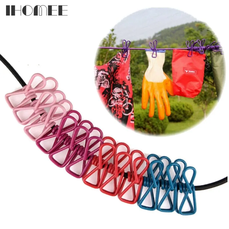 Outdoor Portable Laundry Drying Supplies Camping Windproof Retractable Clothesline Rope...