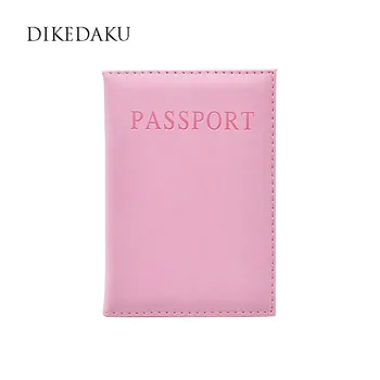 

DIKEDAKU Brand Classic Pu Leather Passport Cover Women Men Solid Casual Standard Passport Wallet Organizer Soft Passport Holder