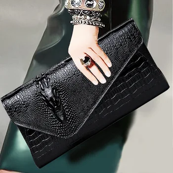 

Crocodile pattern Cowhide leather bag women Day clutches bag fashion shoulder bag mobile phone bag Women's handbags Large wallet