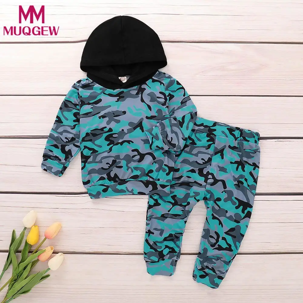 

MUQGEW Newborn Clothes Winter Toddler Baby Boys Girls Hoodie Camouflage Print Tops+ Pants Clothes Sets Outfits roupa de bebe