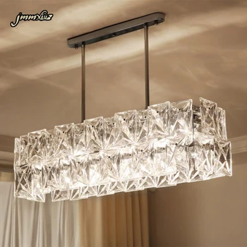

jmmxiuz Modern luxury crystal chandelier new design chrome frame chandelier crystal restaurant living room LED bar light