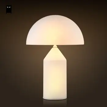 

Milky White Glass Mushroom Shade Table Lamp Fixture Nordic Creative Fashion Art Desk Light Night Stand Design Bedroom Bedside