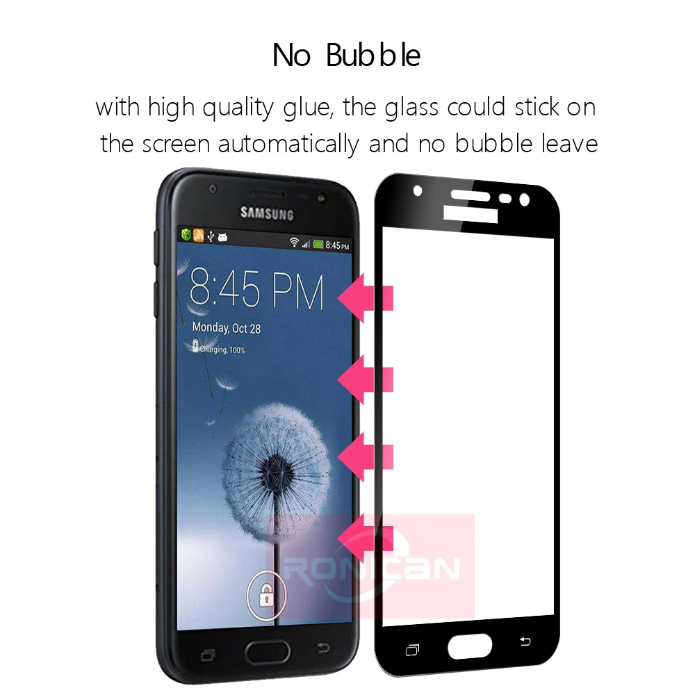 Полное покрытие закаленное стекло для Samsung J3 J5 J7 2017 SM J330 J530 J730 Защитная пленка