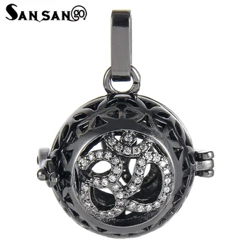 

Fashion Gun Black Yoga Pattern Hollow Ball Locket Pendant For Women DIY Essential Oil Diffuser Necklace Accessories Gift Jewelry
