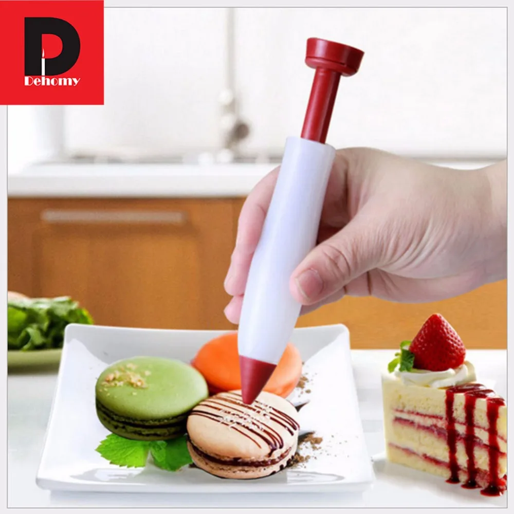 Dehomy 2pcs Silicone Food Writing Pen Chocolate Decor Tools Cake Mold