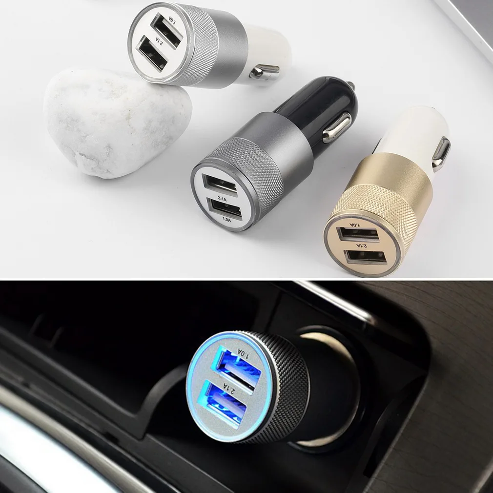 جديد قوي متوافق DC12-24V 2.1A 1.0A الألومنيوم المزدوج USB-ميناء USB العالمي سيارة مهايئ شاحن مناسبة ل iphone6/6 ثانية/5