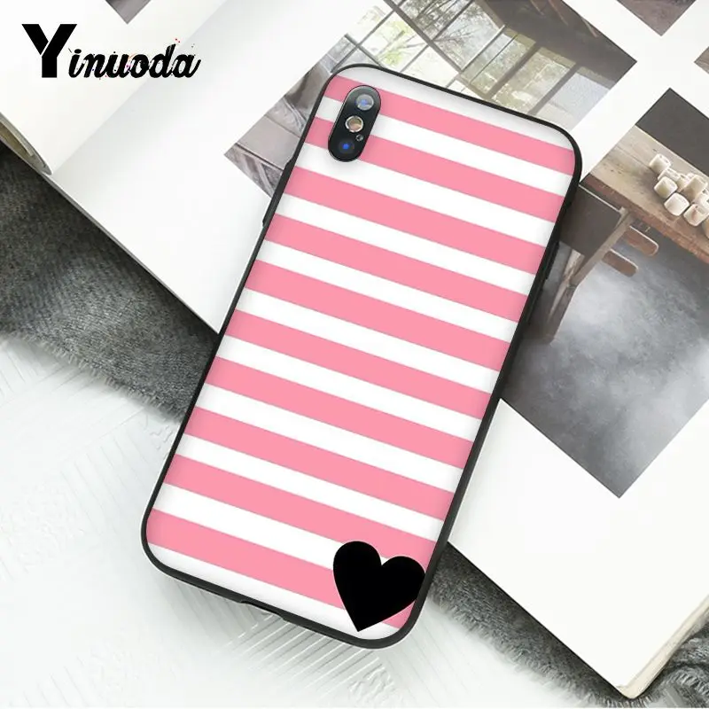Black White Strip Pink Bling Heart