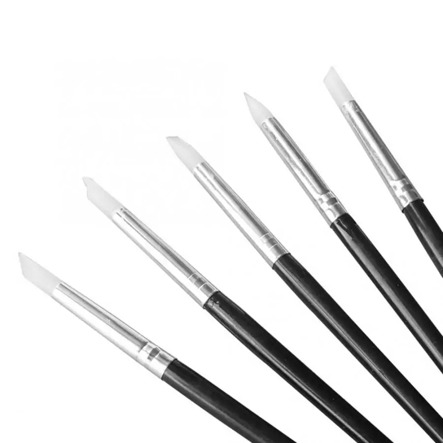 

5Pcs Nail Art Pen Brush Kit Silicone Head Plastic Handle Carving Painting Drawing Shaping Tool Nail Art Pen Dotting Tools