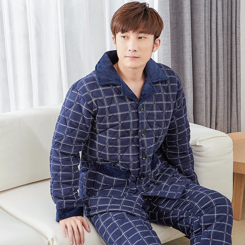 Buy Three layer thickening winter pajamas men quilted jacket cotton quilted