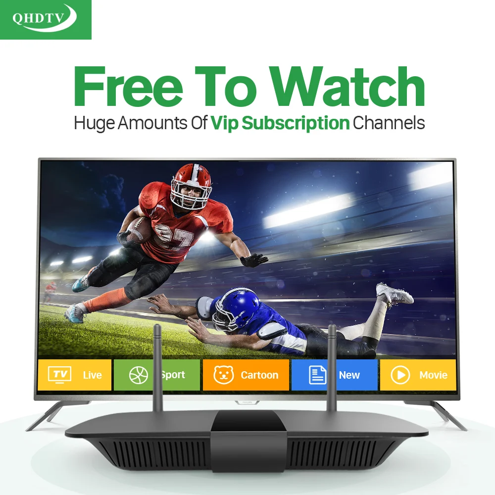 

HD iptv Media Player 1G+8G Smart android tv box with QHDTV 1 Year IPTV subscription 1300+ HD IPTV Europe Arabic French Channels