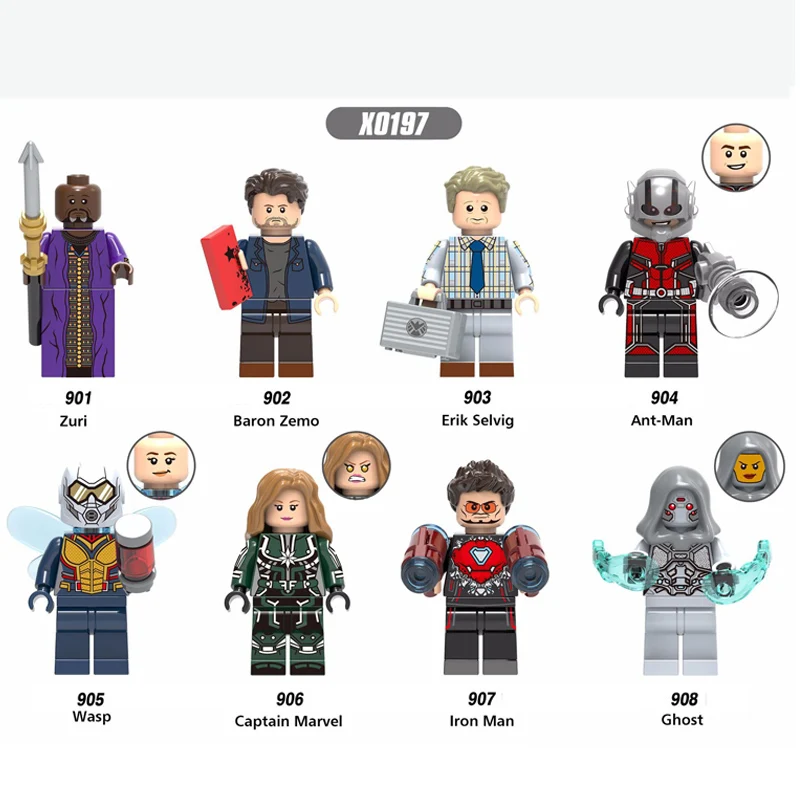 

Building Blocks X0197 Super Heroes Ant Man Figure Zuri Baron Zemo Erik Selving Wasp Captain Marvel Ghost Bricks Sets Toys