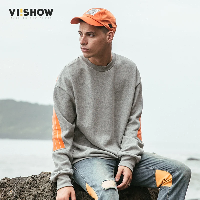 VIISHOW толстовки для мужчин с полосатым принтом мужские модные однотонные пуловеры
