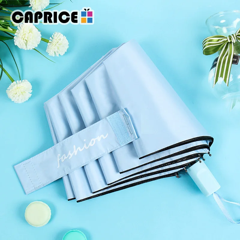 Black Coating Umbrella for Women and Children Diameter 100 cm Three Folding Windproof Sunny Rainy Umbrellas | Дом и сад