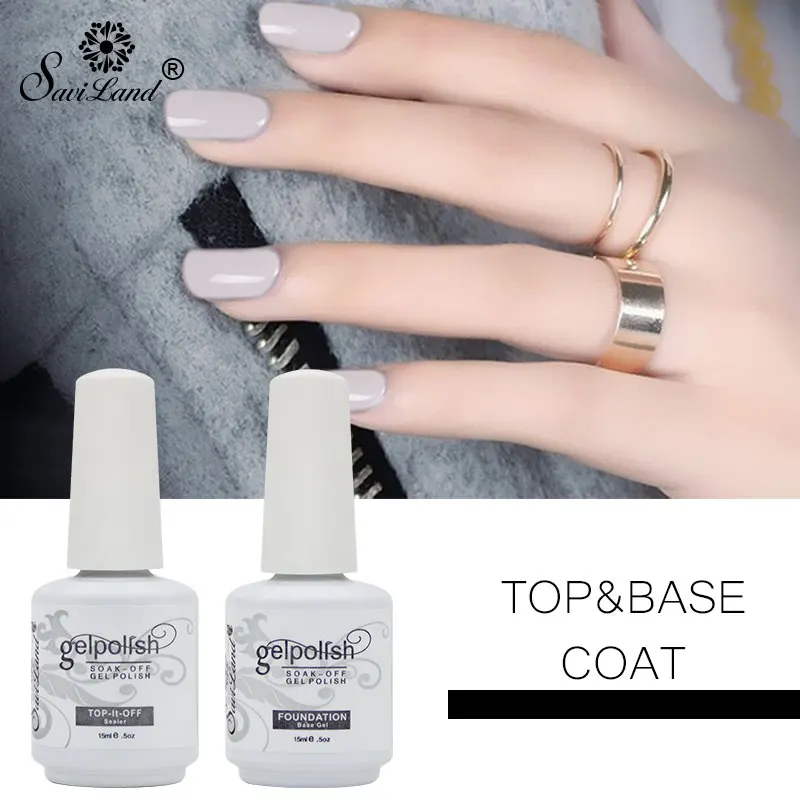 

Saviland 15ml Primer Gel Nail Polish Top Base Coat UV Painting Gel Varnish Top It Off + Base Coat Foundation for Gel Lacquer