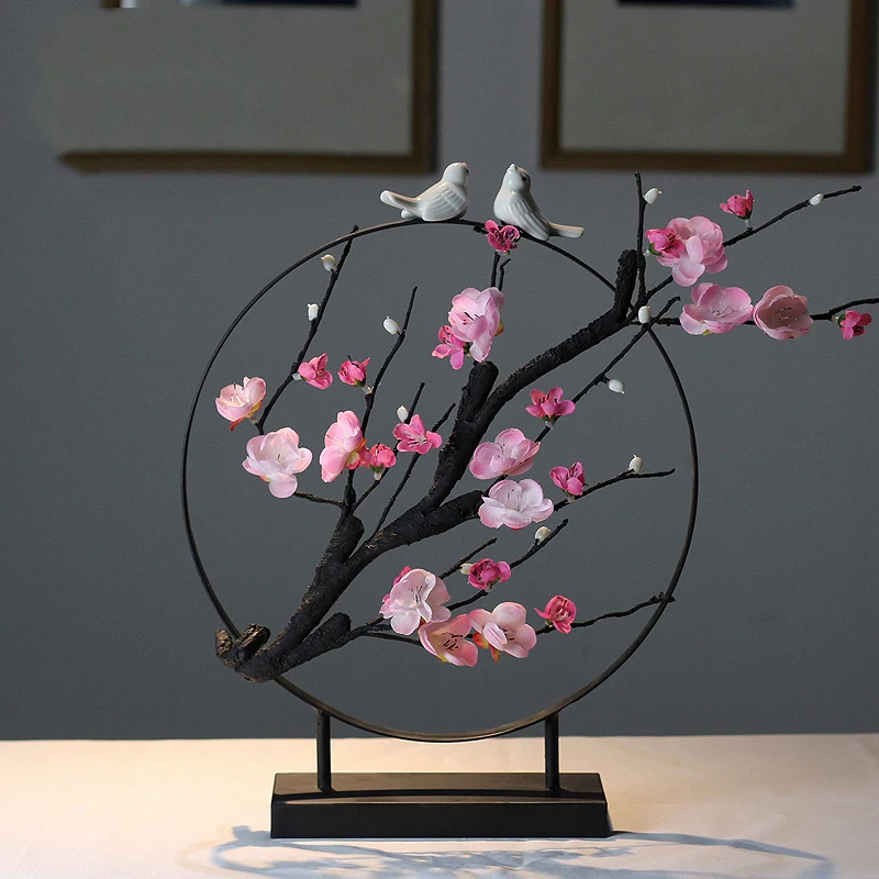 Китайский стиль сливы чайная комната Цветок Птица дзен счастливый орнамент домашнего интерьера ремесла офиса рабочего стола талисман фигурка