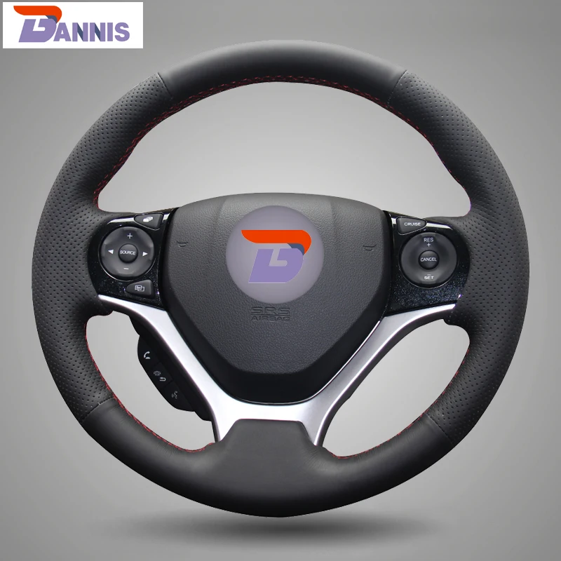 Черный чехол на руль из искусственной кожи для Honda Civic 2012 2014|steering wheel cover|wheel cover for