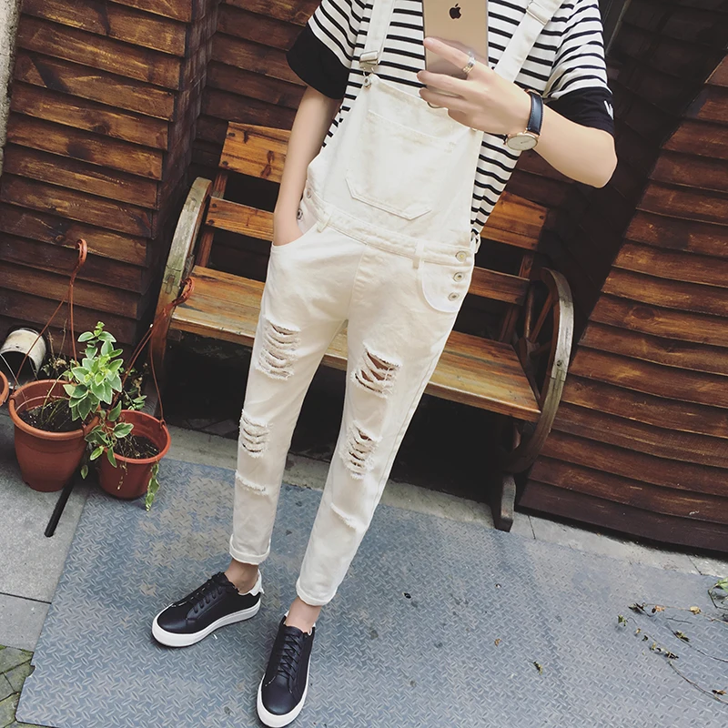 white denim overalls mens