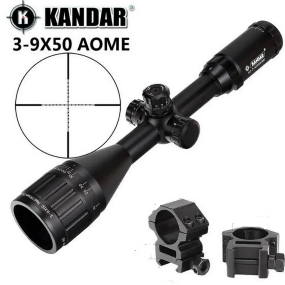 KANDAR 3-9x50 AOE Mil-dot Сетка RifleScope блокировка, сброс полный размер Охотничья винтовка прицел тактический оптический прицел