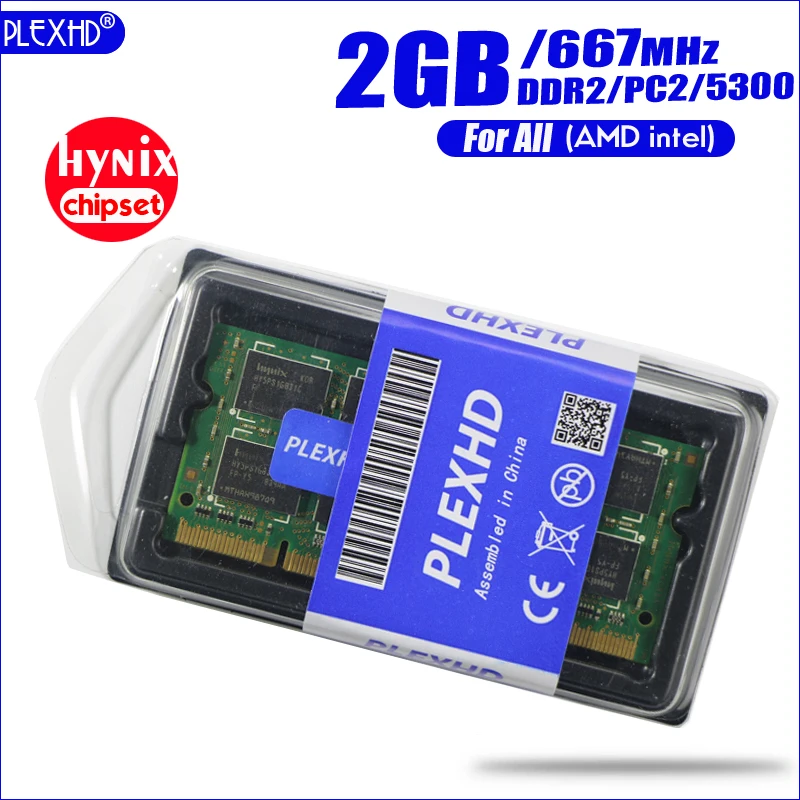 Память ноутбука PLEXHD 2G 2GB DDR2 pc2 5300 667Mhz 2RX8 2G pc2-5300S ddr2 667 MHZ 200pin(чипсет hynix