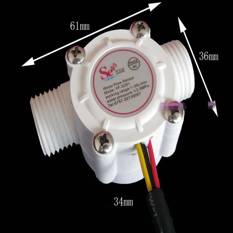 Water Flow Meter Sensor Counter Indicator Flowmeter fuel pool float switch Hall for water heaters G1/2 1-30L/min DN15 | Инструменты