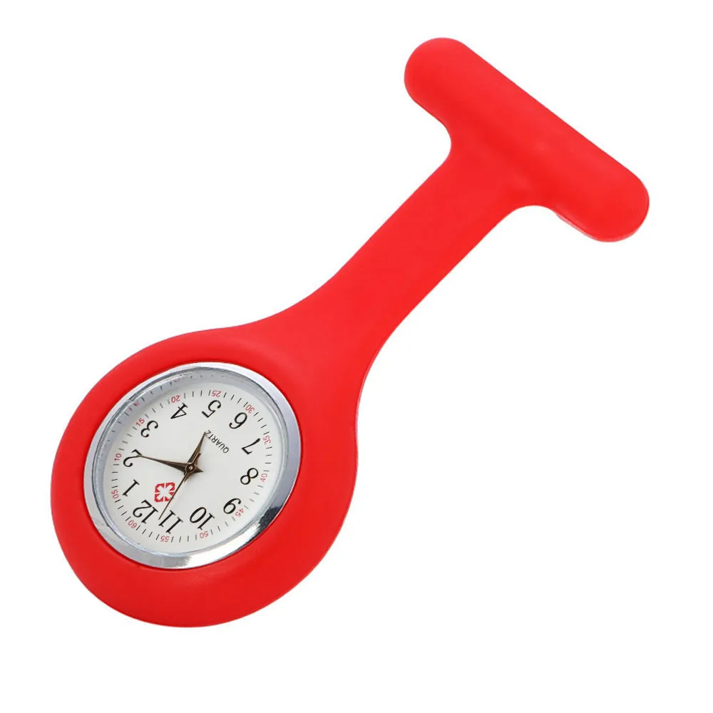 Новые медсестры часы доктор портативный брелок броши для часов Силиконовые батареи медицинские медсестры часы Многоцветный Кварц с зажимом#35 - Цвет: red
