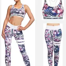 Новые женские наборы упражнений, печать Модная одежда женская одежда леггинсы