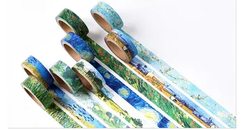 

500pcs Washi Tapes DIY Van Gogh Painting paper Masking tape Decorative Adhesive Tapes Scrapbooking Stickers Size 15 mm*7m