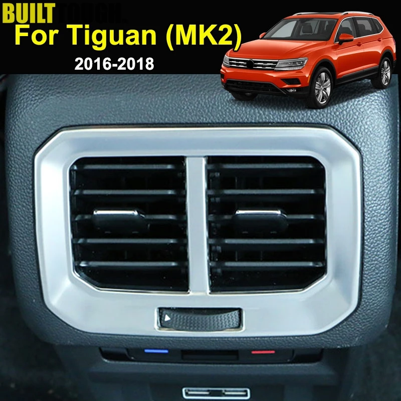 

For Volkswagen VW Tiguan MK2 2nd Gen 2016 2017 2018 Chrome Inner Rear Armrest Air Vent Outlet Cover Trim Frame Molding Garnish