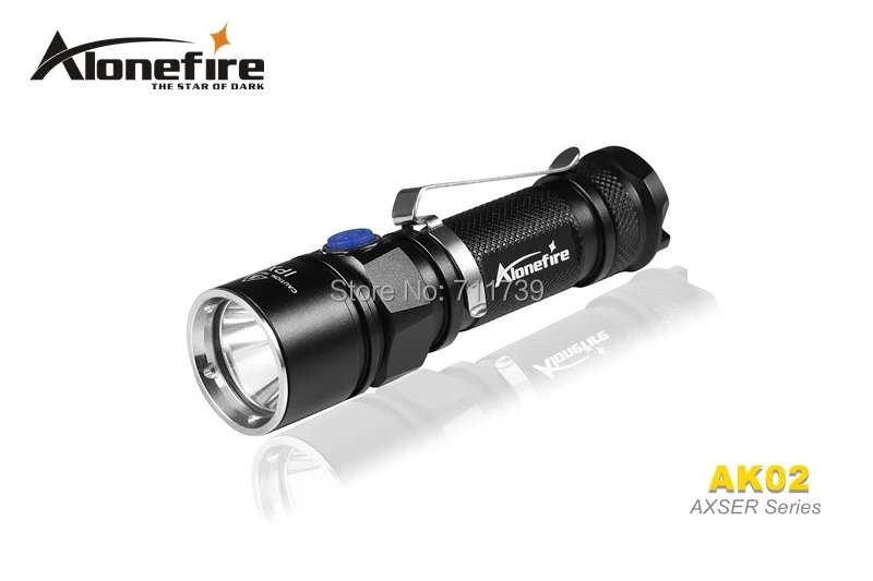 

AloneFire AK02 AXSER Series CREE XM-L2 LED 3 mode Lightweight mini led flashlight torch For 1x18650 rechargeable