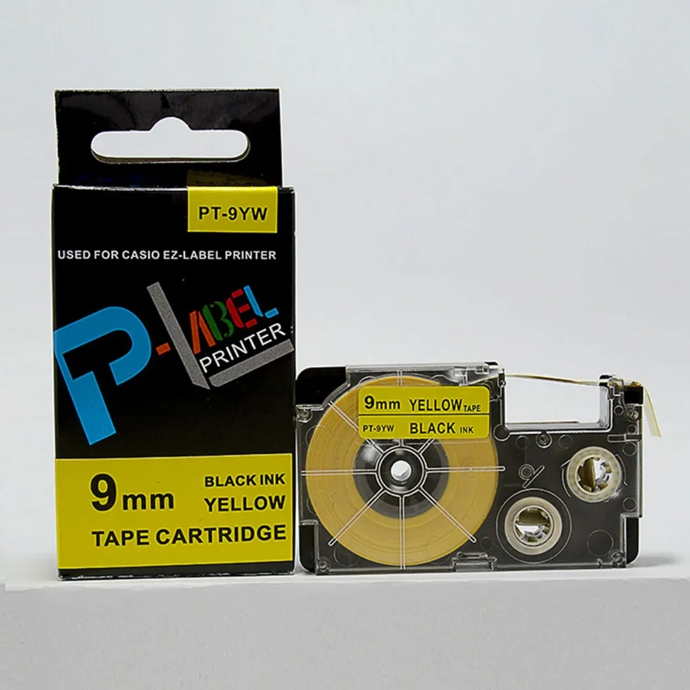 

3 pcs/lot XR-9YW/XR-9YW1(Black on Yellow, 9mm*8m) For EZ label printer(CW-L300 KL-8800 KL-820 KL-170 KL-780 KL-60)