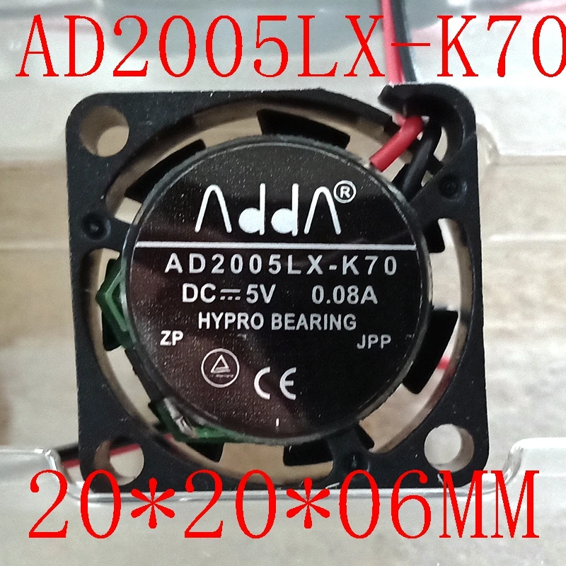 ADDA AD2005LX K70 DC 5V 0.08A 20x20X6 мм 2 проводной Вентилятор охлаждения
