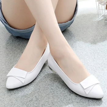 

Spring And Autumn Fashion Flats Women Pointed Toe Soft Outsole Flat Heel Shoes Genuine Leather Casual Flats Plus Size 26-62