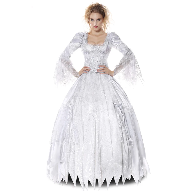 White Ghost Countess Cosplay Victorian Gothic Gowns Sexy Zombie Bride ...